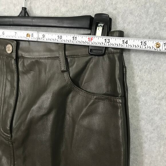 90s Y2K Truth Faux Leather Skirt Green Mini Academia Festival Western Army Olive - Picture 4 of 9